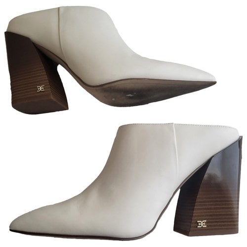 Pre-owned Sam Edelman Leather Mules & Clogs In White