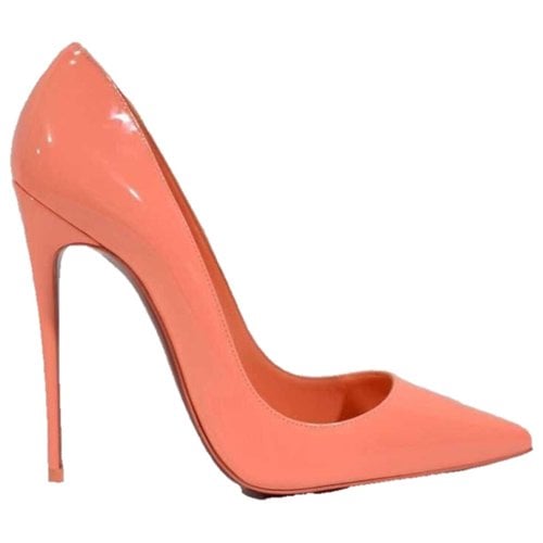 Pre-owned Christian Louboutin So Kate Leather Heels In Orange
