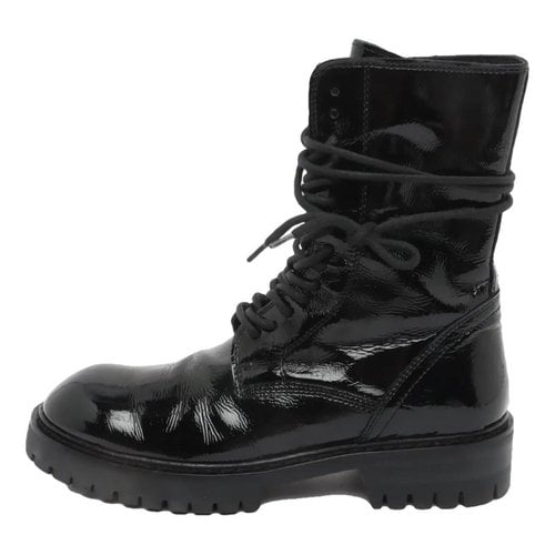 Pre-owned Ann Demeulemeester Patent Leather Boots In Black