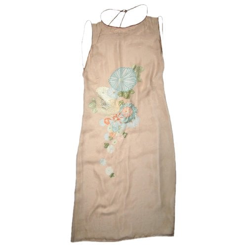 Pre-owned Joop Silk Mid-length Dress In Beige