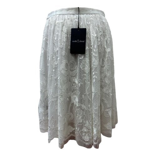 Pre-owned Needle & Thread Mid-length Skirt In Ecru