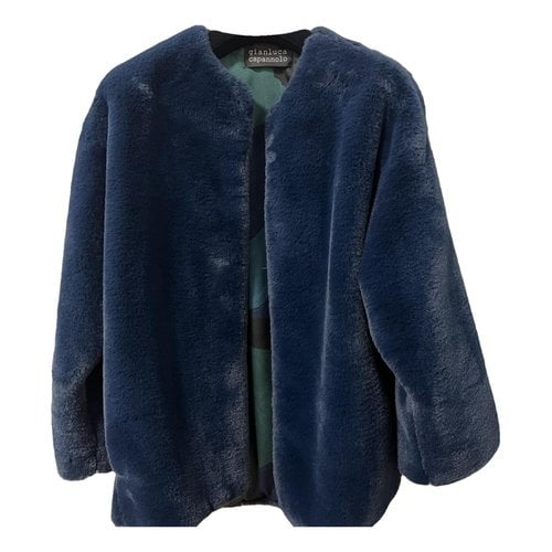 Pre-owned Gianluca Capannolo Faux Fur Peacoat In Blue