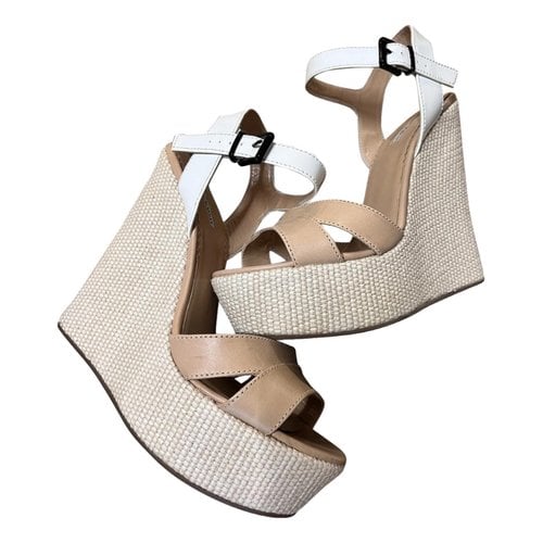 Pre-owned Emporio Armani Leather Sandal In Beige
