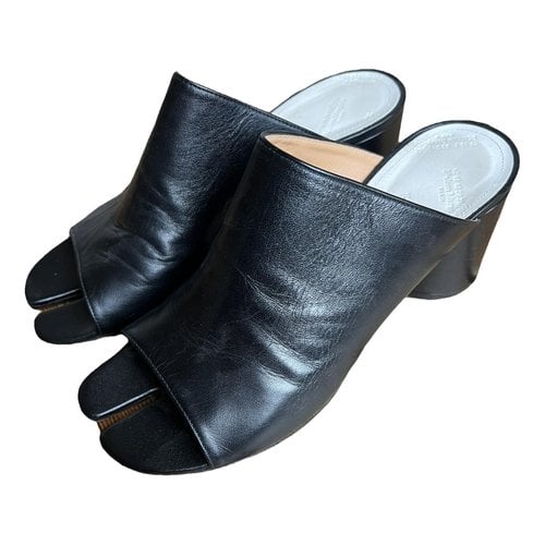 Pre-owned Maison Margiela Patent Leather Mules & Clogs In Black