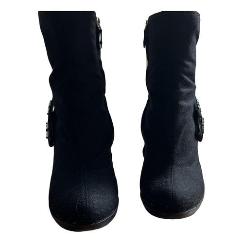 Pre-owned Louis Vuitton Cloth Boots In Black