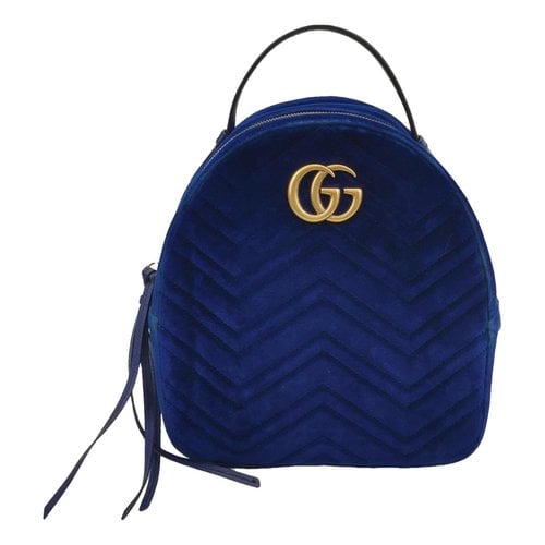 Pre-owned Gucci Ophidia Velvet Backpack In Blue