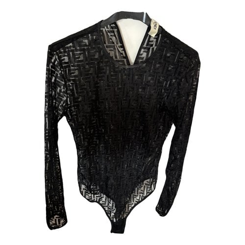 Pre-owned Fendi Lace Blouse In Black