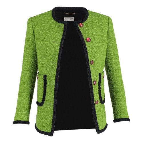 Pre-owned Saint Laurent Wool Coat In Green