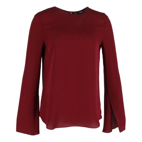 Pre-owned Theory Silk Blouse In Burgundy