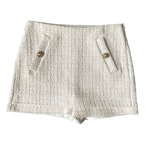 Pre-owned Maje Tweed Mini Short In White