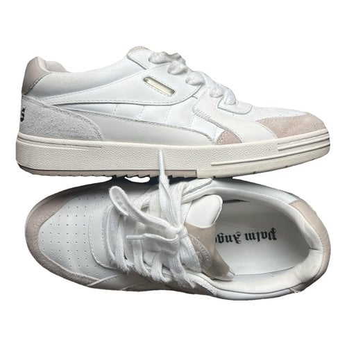 Pre-owned Palm Angels Leather Trainers In White