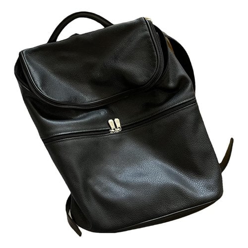 Pre-owned Longchamp Foulonné Leather Backpack In Black