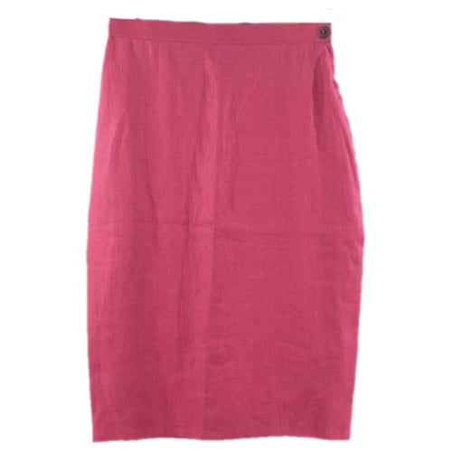 Pre-owned Sonia Rykiel Linen Mid-length Skirt In Burgundy
