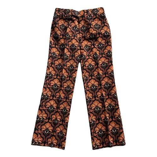 Pre-owned Miu Miu Wool Straight Pants In Orange
