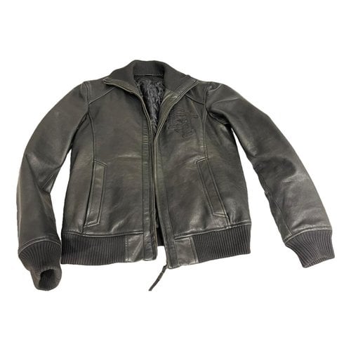 Pre-owned Just Cavalli Leather Jacket In Black