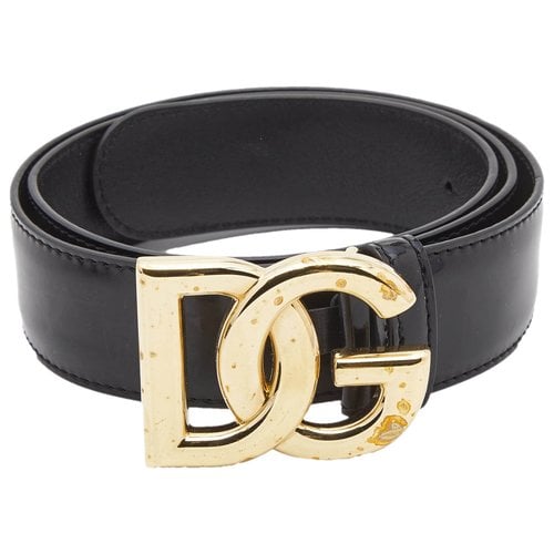 Pre-owned Dolce & Gabbana Patent Leather Belt In Black