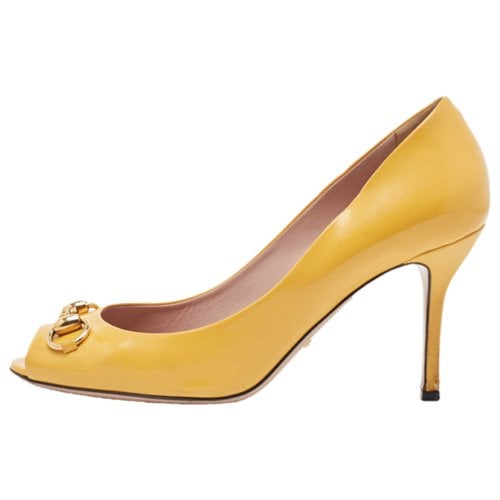 Pre-owned Gucci Patent Leather Heels In Yellow