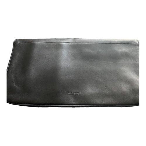 Pre-owned Lancel Lettrines Leather Clutch Bag In Black