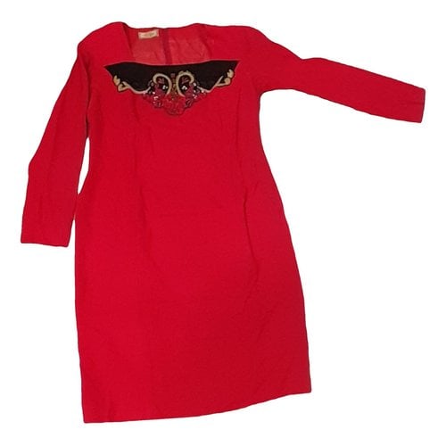 Pre-owned Versace Wool Mid-length Dress In Red