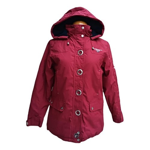 Pre-owned Geographical Norway Puffer In Burgundy