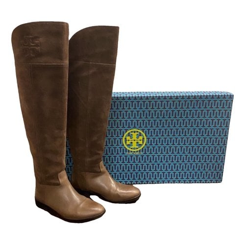 Pre-owned Tory Burch Riding Boots In Brown