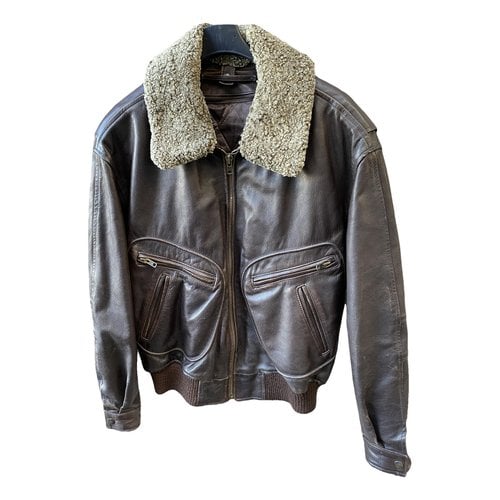 Pre-owned Daniel Hechter Leather Jacket In Brown