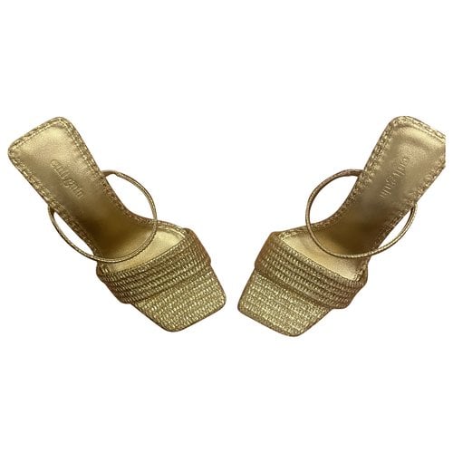 Pre-owned Cult Gaia Leather Mules In Gold