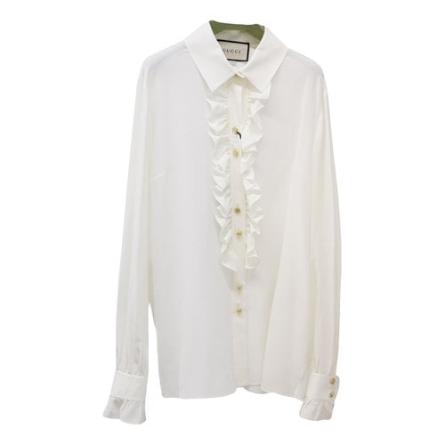 Pre-owned Gucci Silk Blouse In Beige