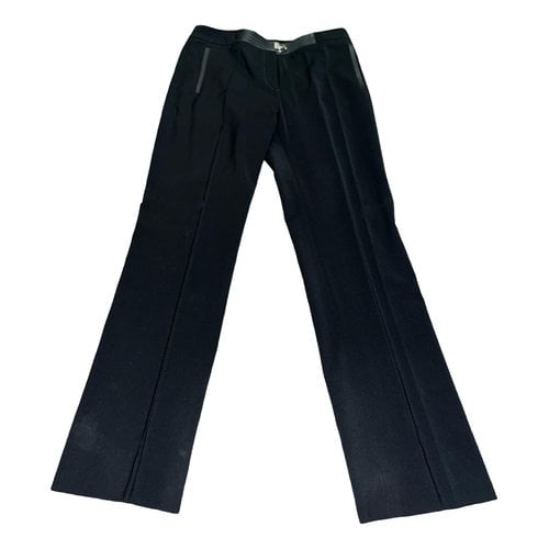 Pre-owned Versace Wool Straight Pants In Black