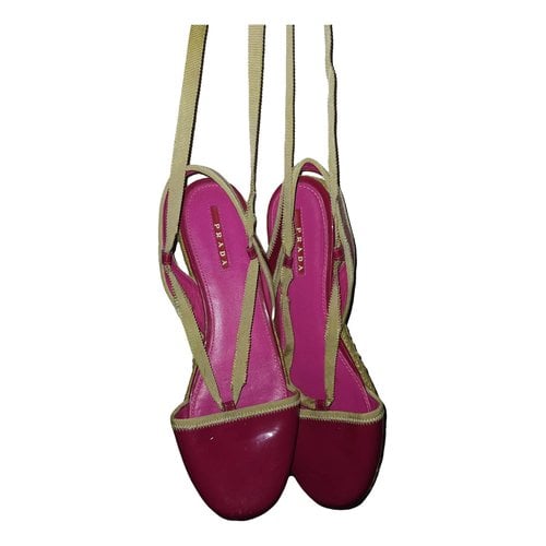 Pre-owned Prada Patent Leather Espadrilles In Pink