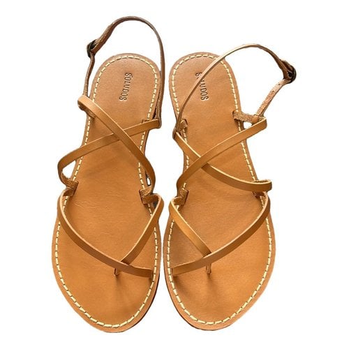 Pre-owned Soludos Leather Sandal In Brown