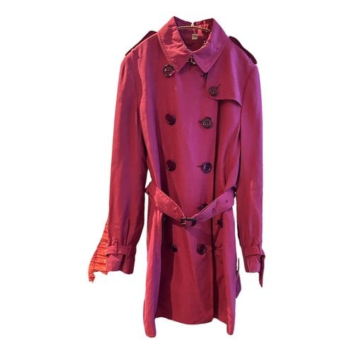 Pre-owned Burberry Westminster Silk Trench Coat In Burgundy