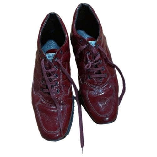 Pre-owned Hogan Patent Leather Trainers In Burgundy