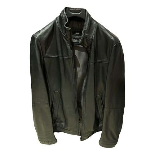 Pre-owned Hugo Boss Leather Jacket In Black