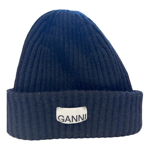 Pre-owned Ganni Fall Winter 2019 Wool Beanie In Black
