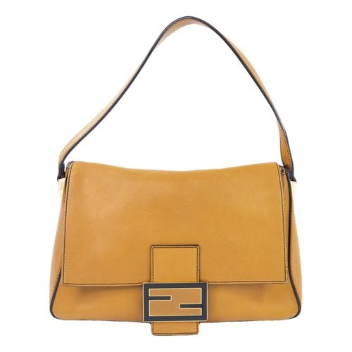 Pre-owned Fendi Mamma Baguette Leather Handbag In Orange