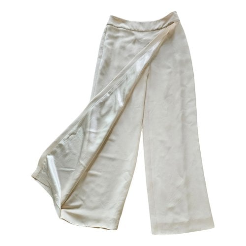 Pre-owned Ralph Lauren Silk Trousers In White