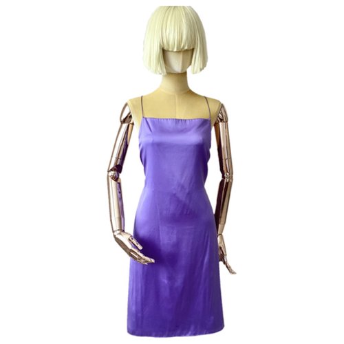 Pre-owned Helmut Lang Silk Mini Dress In Purple