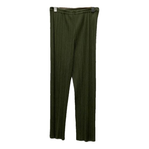 Pre-owned Issey Miyake Silk Large Pants In Khaki