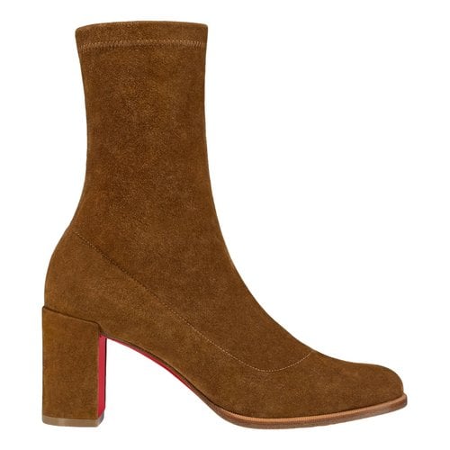 Pre-owned Christian Louboutin Ankle Boots In Brown