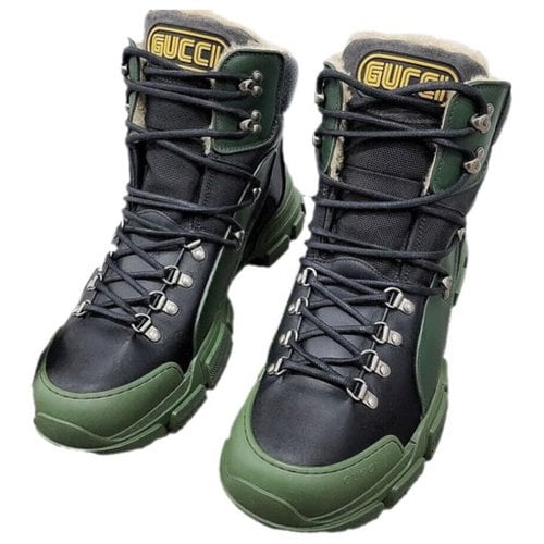 Pre-owned Gucci Leather Boots In Green