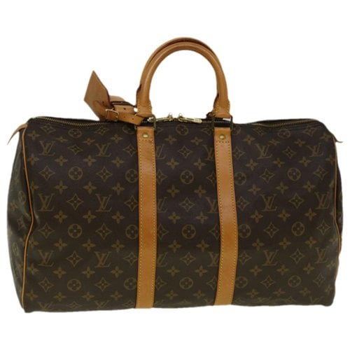 Pre-owned Louis Vuitton Keepall Cloth Travel Bag In Brown