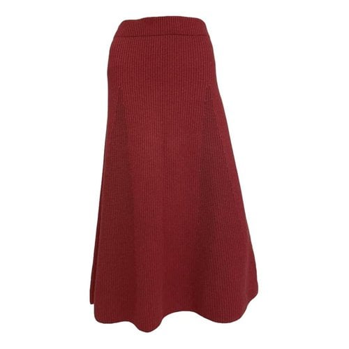 Pre-owned Max Mara Wool Maxi Skirt In Red