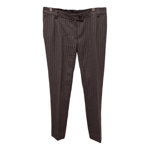 Pre-owned Emporio Armani Wool Straight Pants In Grey