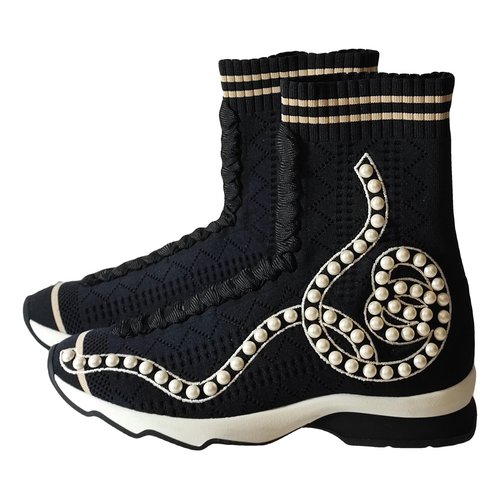 Pre-owned Fendi Cloth Boots In Black