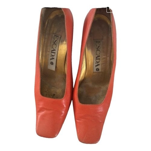 Pre-owned Escada Leather Heels In Orange