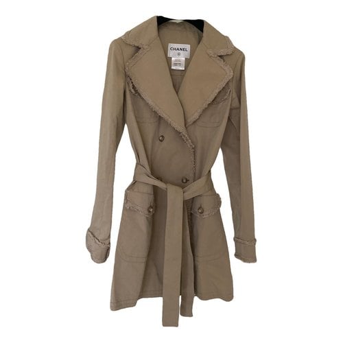 Pre-owned Chanel Trench Coat In Beige