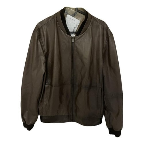 Pre-owned Corneliani Leather Coat In Brown
