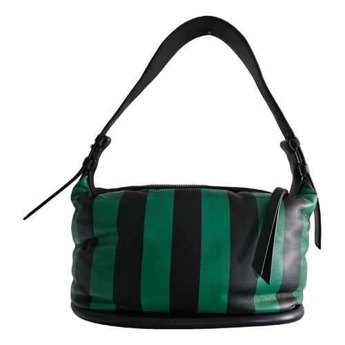 Pre-owned Moncler Leather Handbag In Green
