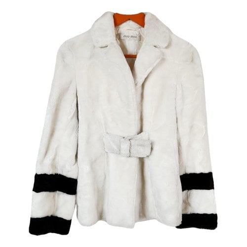 Pre-owned Miu Miu Faux Fur Short Vest In White
